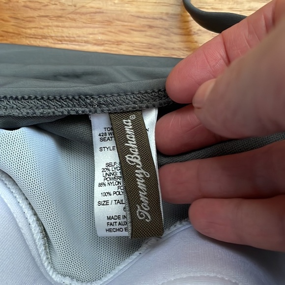 TOMMY BAHAMA Twist Front Shirred One-Piece Swimsuit Gray - Picture 4 of 8